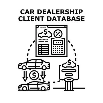 Car dealership client database data analysis and management Stock Illustration