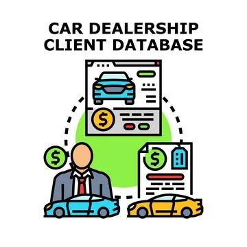 Car dealership client database management system illustration 스톡 일러스트