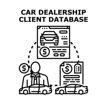 Car dealership client database management system illustration 스톡 일러스트