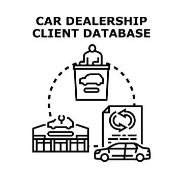 Car dealership client database management concept Stock Illustration