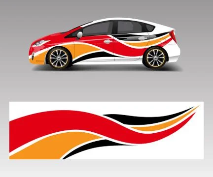Car decal graphic vector wrap vinyl sticker. Graphic abstract wave shape desi Stock Illustration