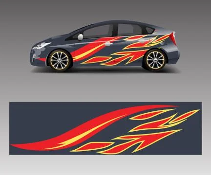 Car decal graphic vector wrap vinyl sticker. Graphic abstract wave shape desi Illustrazione stock