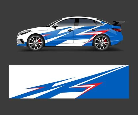 Car decal graphic vector wrap vinyl sticker. Graphic abstract wave shape desi Stock Illustration