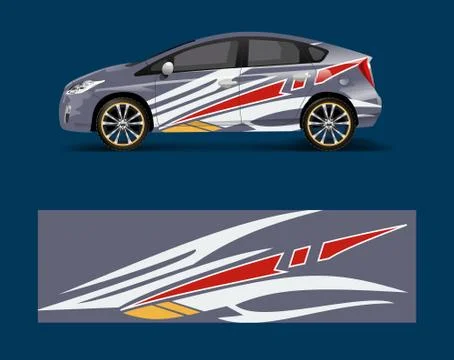 Car decal vector, graphic abstract racing designs for vehicle Sticker vinyl w Stock Illustration