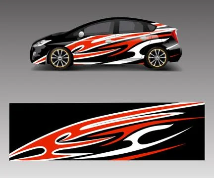 Car decal vector, graphic abstract racing designs for vehicle Sticker vinyl w Stock-Illustration