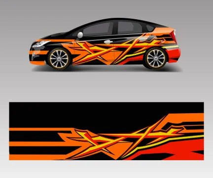 Car decal vector, graphic abstract racing designs for vehicle Sticker vinyl w Stock Illustration