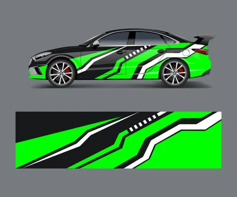 Car decal vector, graphic abstract racing designs for vehicle Sticker vinyl w Stock-Illustration