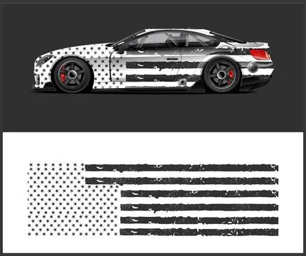 Car Decal Wrap Vector graphic Design Independence day American flag Stock Illustration