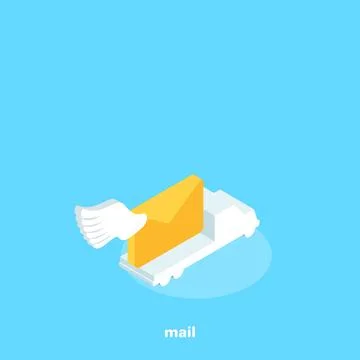 Car delivering mail, isometric image 스톡 일러스트