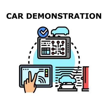 Car demonstrating diagnostic app on digital screen Ilustração Stock