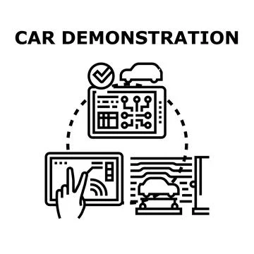 Car demonstrating diagnostic app on digital screen Stock Illustration