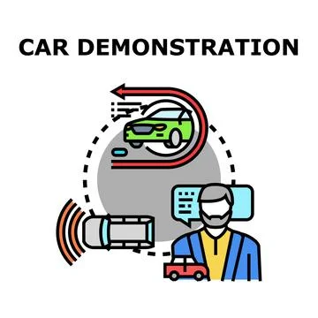 Car demonstration showcasing autonomous parking and vehicle features 스톡 일러스트