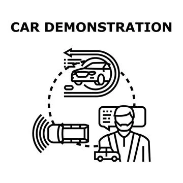 Car demonstration showcasing autonomous parking and vehicle features 스톡 일러스트