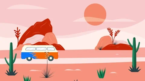 Car in desert animation Stock Footage 341252224