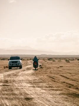 Car in the desert Stock Photos