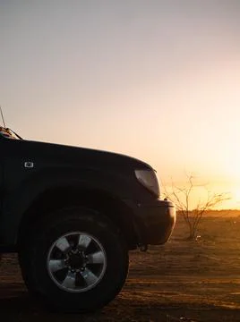 Car in the desert Stock Photos