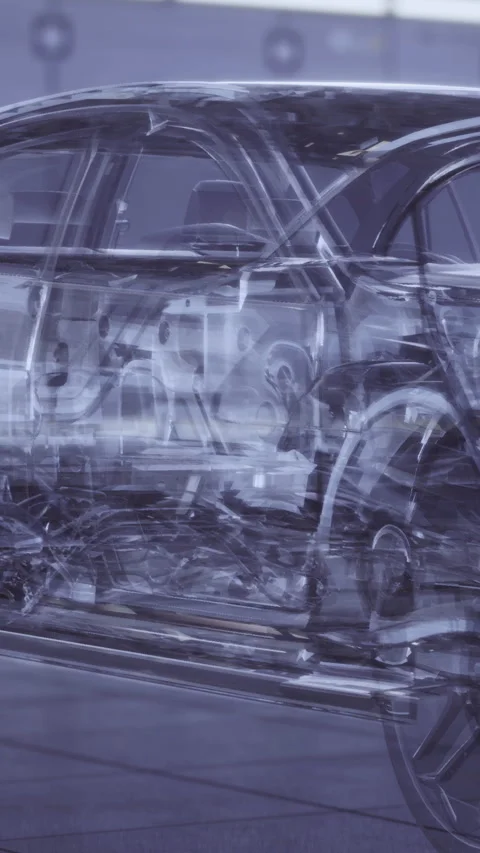 Car design displayed with transparent view of parts and engineering details Stock Footage 336029564