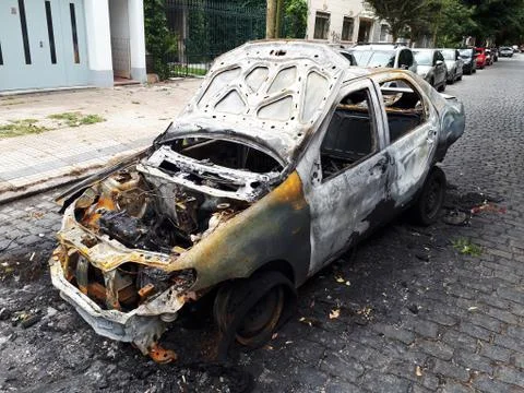 Car destroyed by a fire Фото