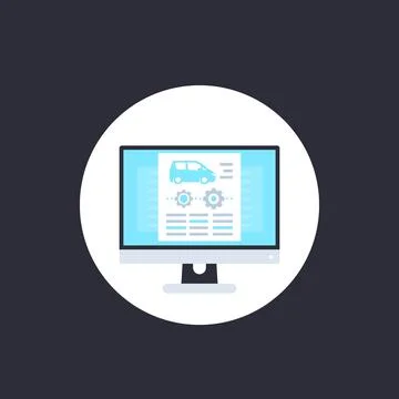 Car diagnostic with computer, vector Stock Illustration