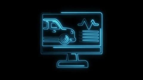 Car diagnostics on computer screen glowing neon outline style animation veh.. Stock Footage 309915427
