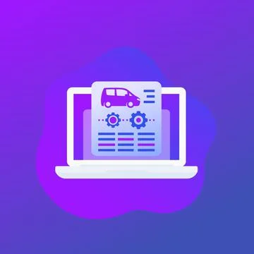 Car diagnostics with computer vector icon Stock Illustration