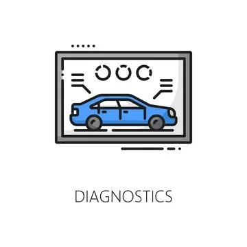 Car diagnostics line icon, dealership auto service イラスト素材