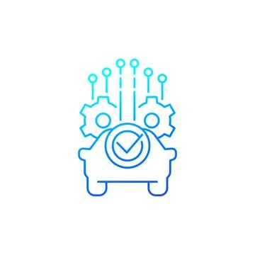 Car diagnostics, line vector icon Illustrazione stock
