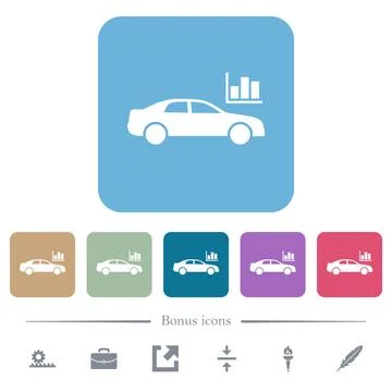 Car diagnostics solid flat icons on color rounded square backgrounds イラスト素材
