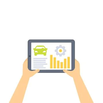 Car diagnostics with tablet, vector illustration イラスト素材
