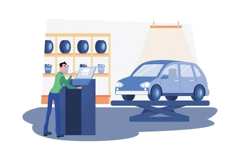Car Diagnostics Test Illustration concept on white background Stock Illustration