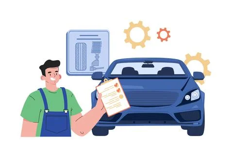 Car Diagnostics Test Illustration concept on white background Stock Illustration