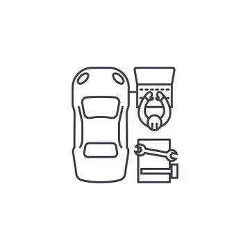 Car diagnostics vector line icon, sign, illustration on background, editable Stock Illustration