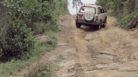 Car On Difficult Road Stock Footage 45648631