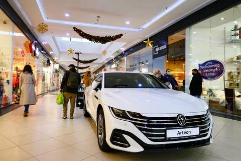 The car on display in the mall for presentation. Stock Photos