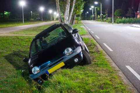 Car in ditch Stock Photos
