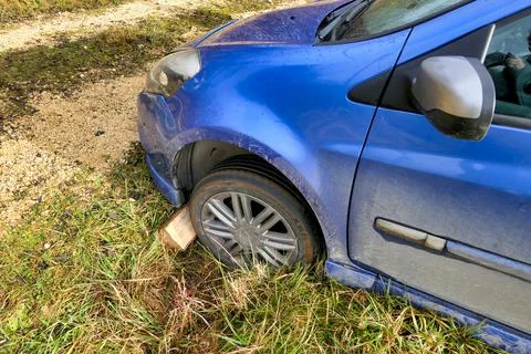 Car In a Ditch. Stock Photos