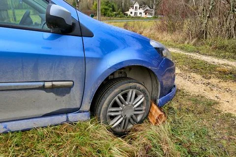 Car In a Ditch. Stock Photos