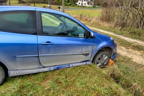 Car In a Ditch. Stock Photos