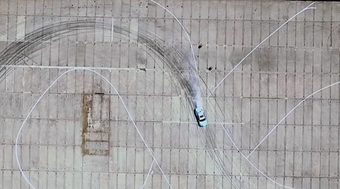 The car does drift on asphalt and burning tires Stock Footage 65180140