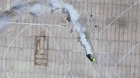 The car does drift on asphalt and burning tires Stock Footage 65180214