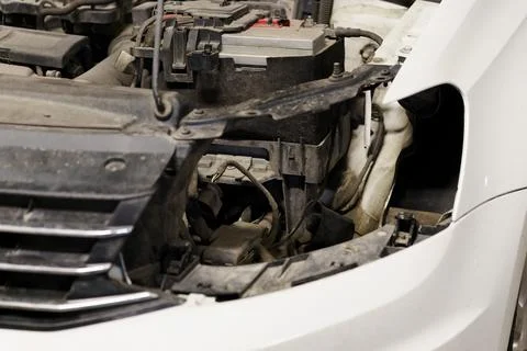 Car does not have front left headlight. Stock Photos