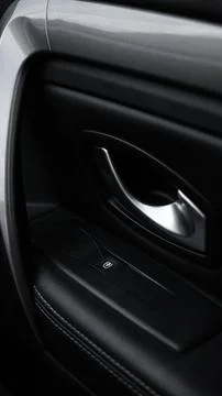 Car door handle from the inside. close-up Stock Photos