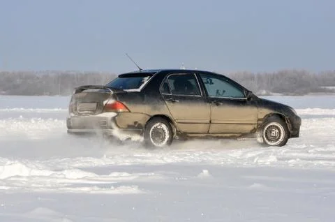 Car drift spray snow Stock Photos