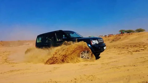 Car is drifting in desert Stock Footage 264347909