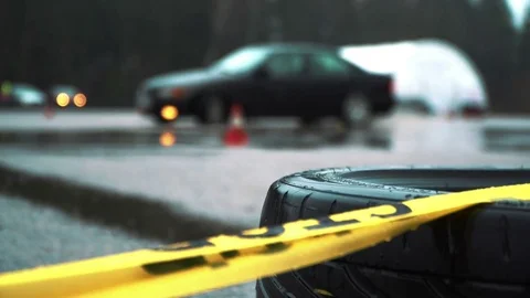 Car drifting on rainy day Stock Footage 71616758