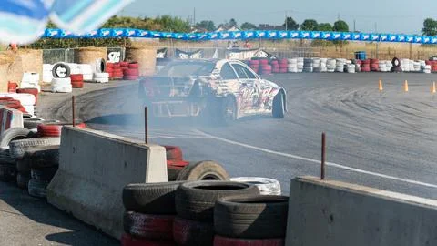 Car drifting on track Stock Photos