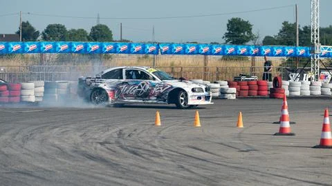 Car drifting on track Stock Photos