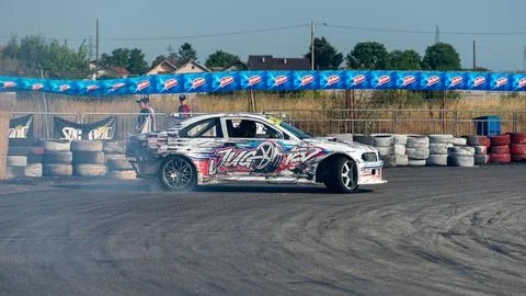 Car drifting on track Stock Photos