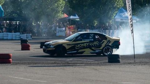 Car drifting on track Stock Photos