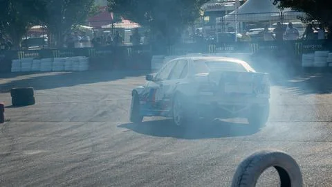 Car drifting on track Stock Photos